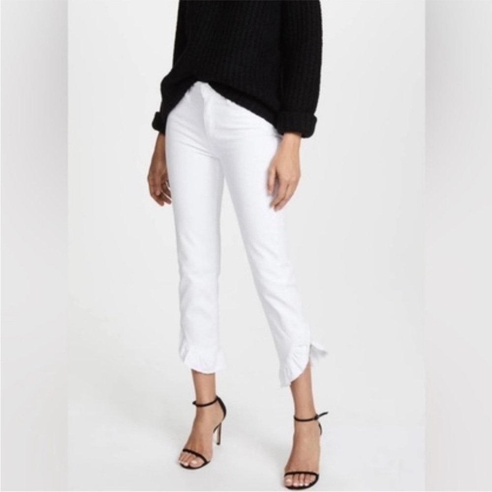 PAIGE Hoxton Straight Ruffle-Detail Ankle Jeans - size 27